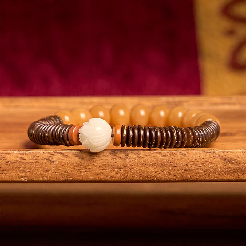FREE Today: Happiness Wisdom Tibetan Bodhi Seed Dzi Bead Coconut Shell Bracelet