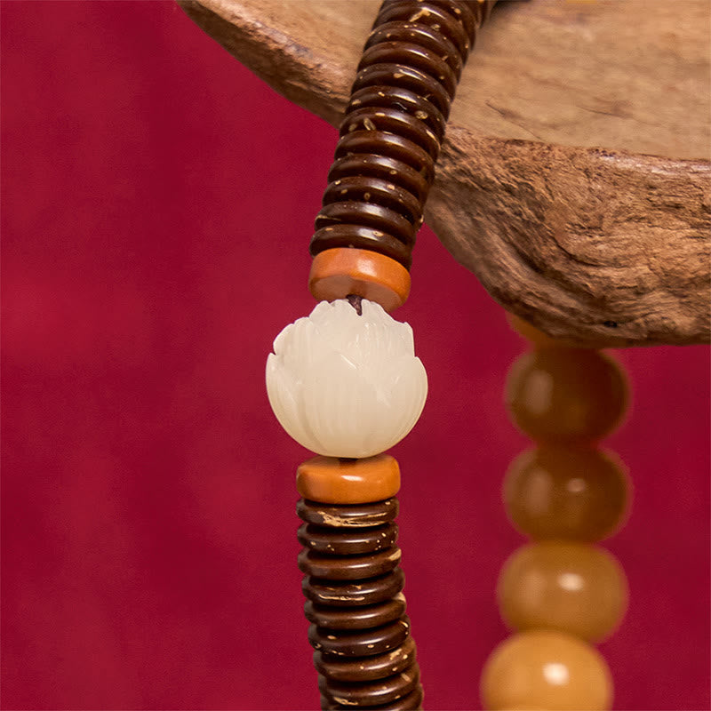 FREE Today: Happiness Wisdom Tibetan Bodhi Seed Dzi Bead Coconut Shell Bracelet