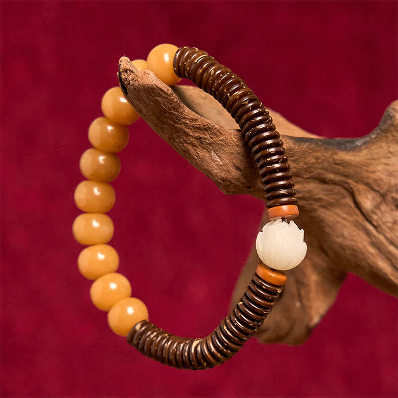 FREE Today: Happiness Wisdom Tibetan Bodhi Seed Dzi Bead Coconut Shell Bracelet