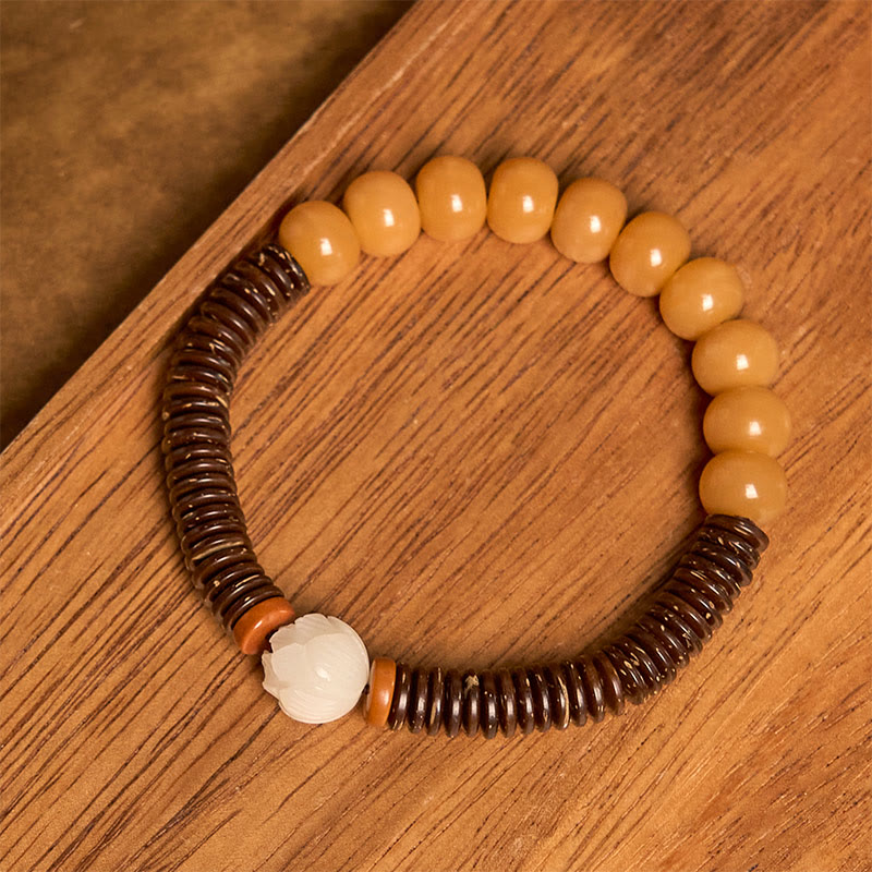 FREE Today: Happiness Wisdom Tibetan Bodhi Seed Dzi Bead Coconut Shell Bracelet