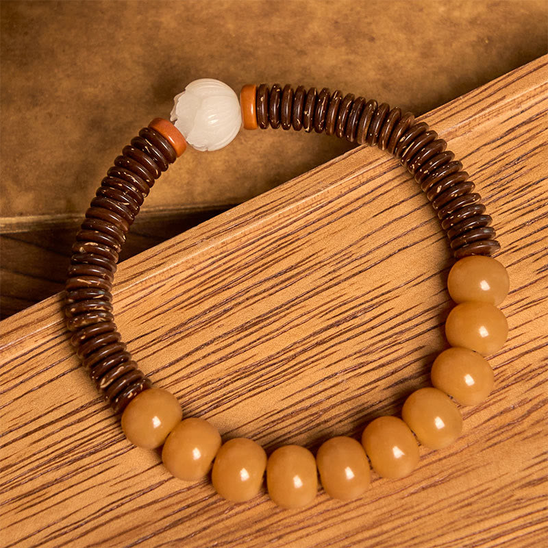 FREE Today: Happiness Wisdom Tibetan Bodhi Seed Dzi Bead Coconut Shell Bracelet
