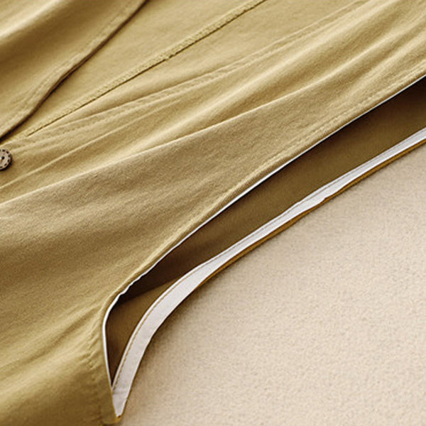 Buddha Stones Solid Color Front Buttons Sleeveless Women's Cotton Waistcoat With Pockets