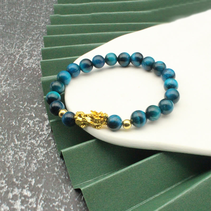 Buddha Stones Various Color Tiger Eye Beads Pixiu Wealth Courage Bracelet