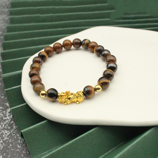 Buddha Stones Various Color Tiger Eye Beads Pixiu Wealth Courage Bracelet