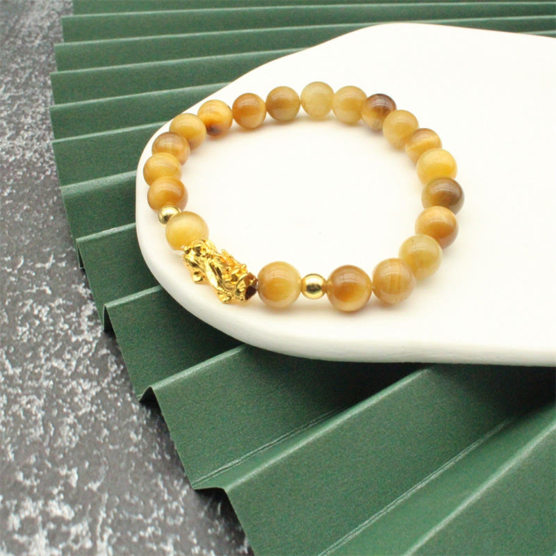 Buddha Stones Various Color Tiger Eye Beads Pixiu Wealth Courage Bracelet