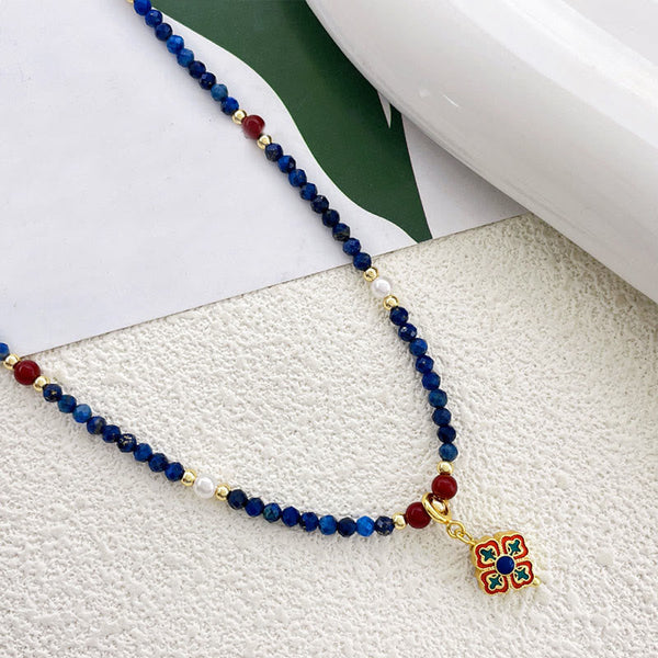 Buddha Stones Lazurite Pearl Positive Necklace Pendant