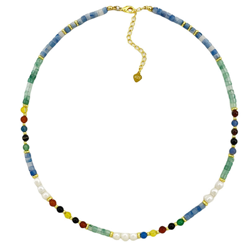 Buddha Stones Pearl Glass Healing Necklace Pendant