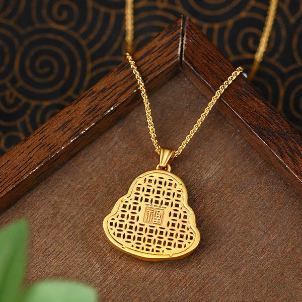FREE Today: Happiness and Blessing Copper Laughing Buddha Pattern Necklace Pendant