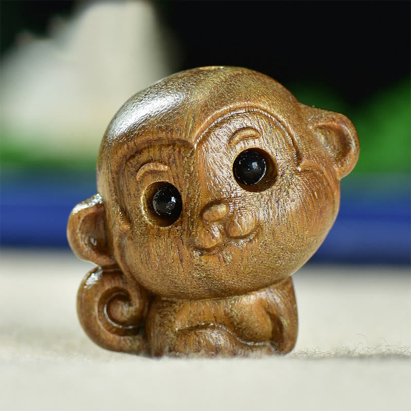 Buddha Stones Green Sandalwood Small Leaf Red Sandalwood Cute Monkey Animals Peace Decoration