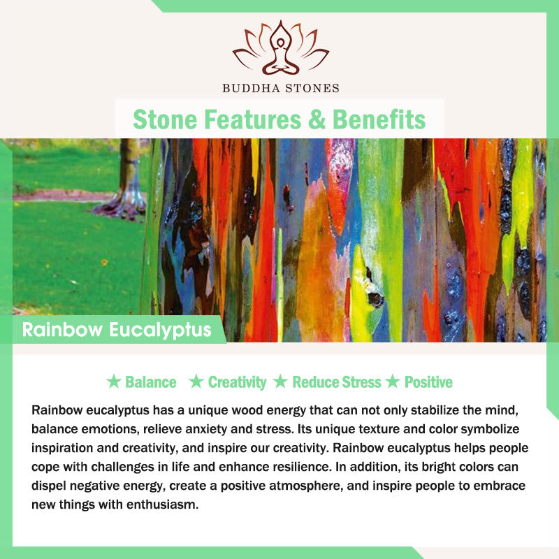 Buddha Stones Colorful Rainbow Eucalyptus Gourd Positive Bracelet