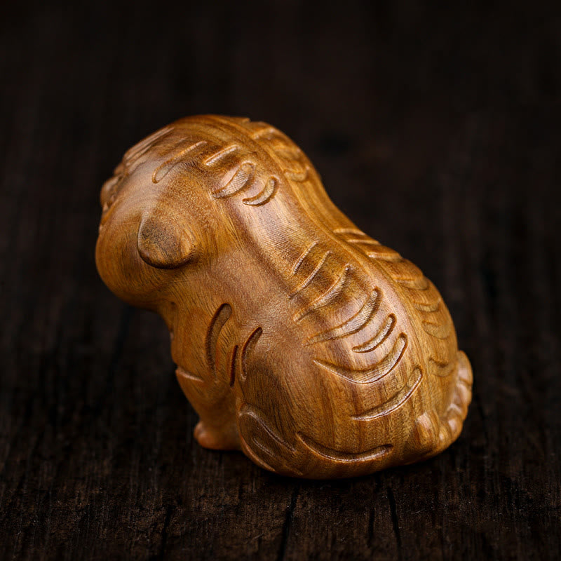 Buddha Stones Green Sandalwood Cute Tiger Animals Positive Decoration