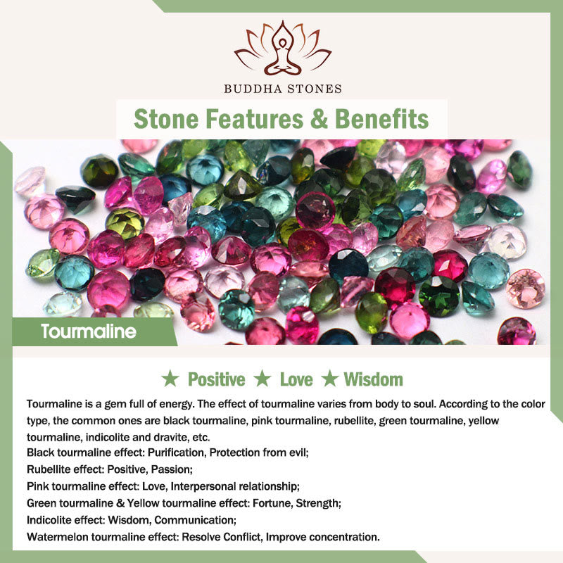 Buddha Stones Colorful Abacus Beads Auspicious Cloud Tourmaline Positive Bracelet