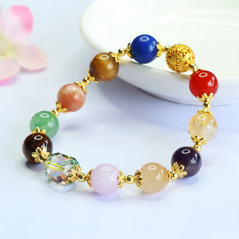 Buddha Stones Natural Dunhuang Colorful Beads Amethyst Lazurite Balance Bracelet