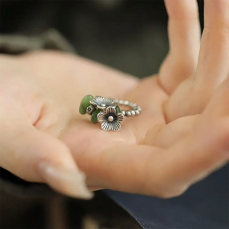 FREE Today: Luck and Balance Flower Pattern Copper Alloy Elastic Rope Ring