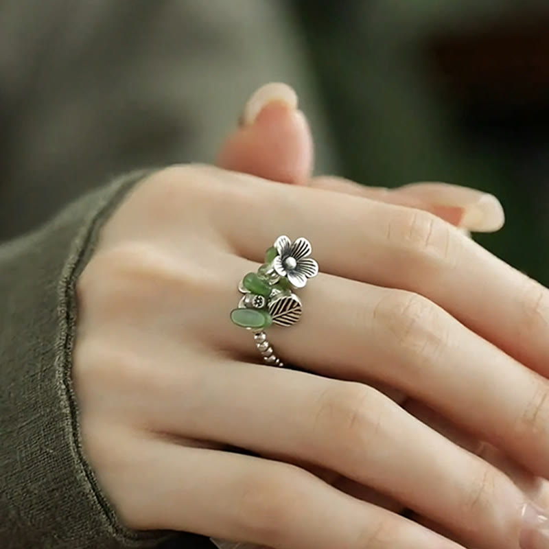 FREE Today: Luck and Balance Flower Pattern Copper Alloy Elastic Rope Ring