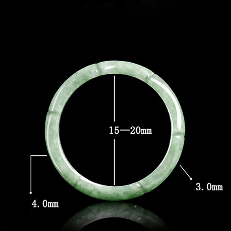 Buddha Stones Natural Bamboo Design Jade Abundance Ring