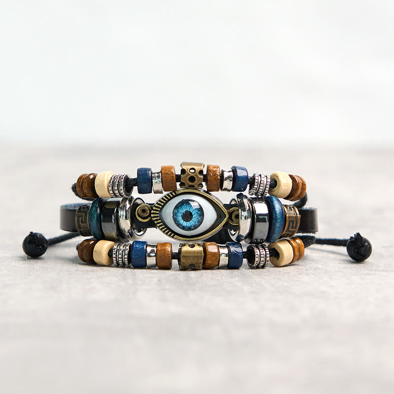 FREE Today: Protection and Blessing Evil Eye Leather Adjustable Bracelet