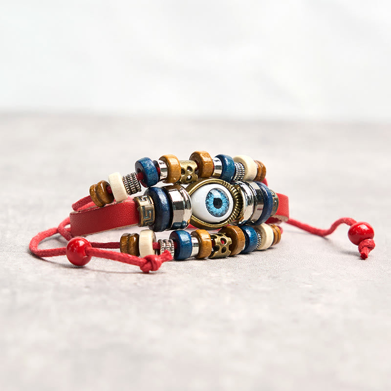 FREE Today: Protection and Blessing Evil Eye Leather Adjustable Bracelet