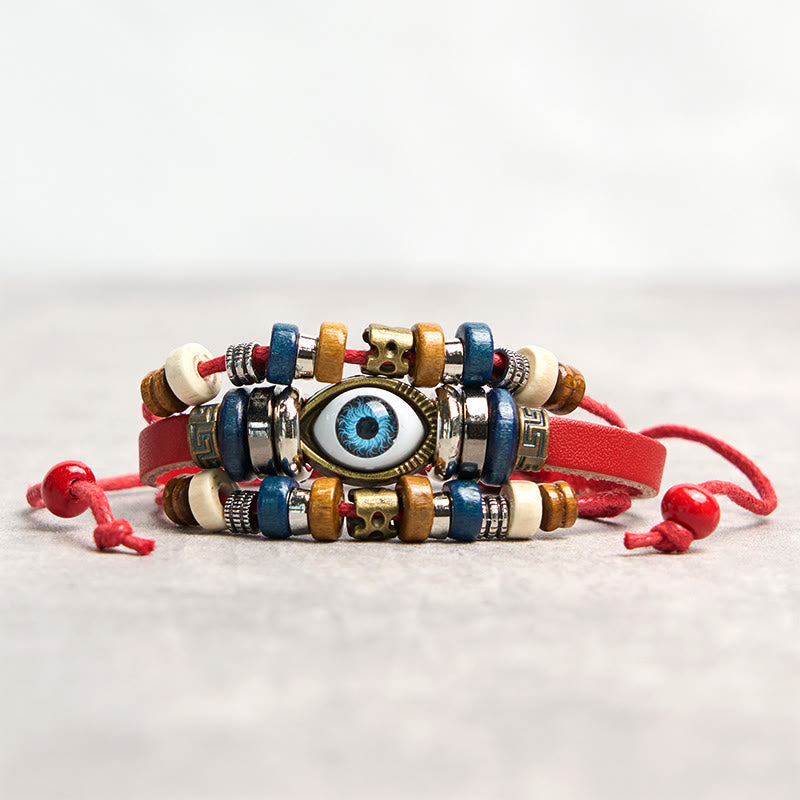 FREE Today: Protection and Blessing Evil Eye Leather Adjustable Bracelet