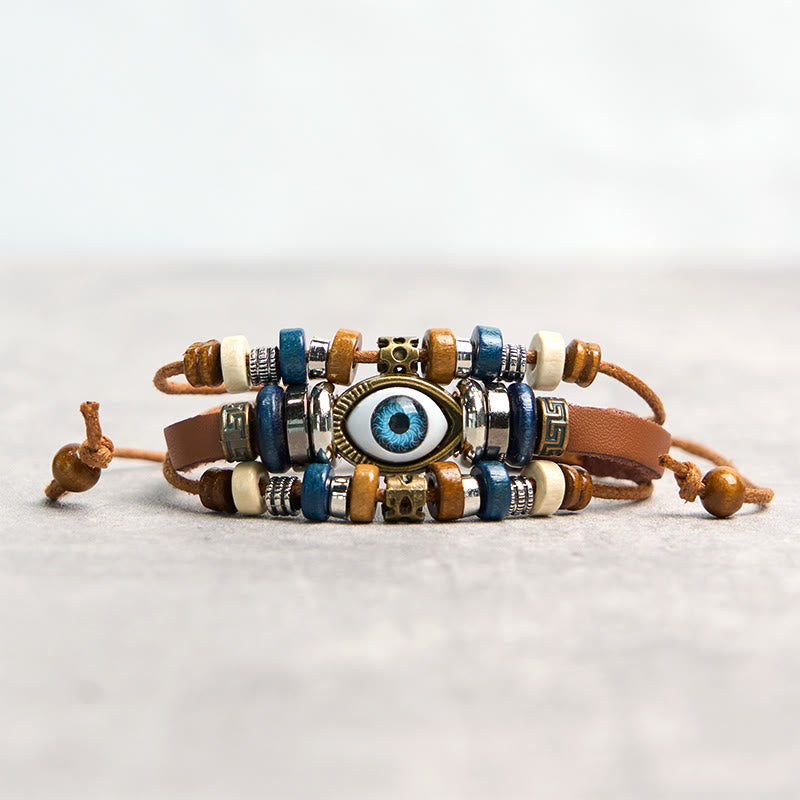 FREE Today: Protection and Blessing Evil Eye Leather Adjustable Bracelet