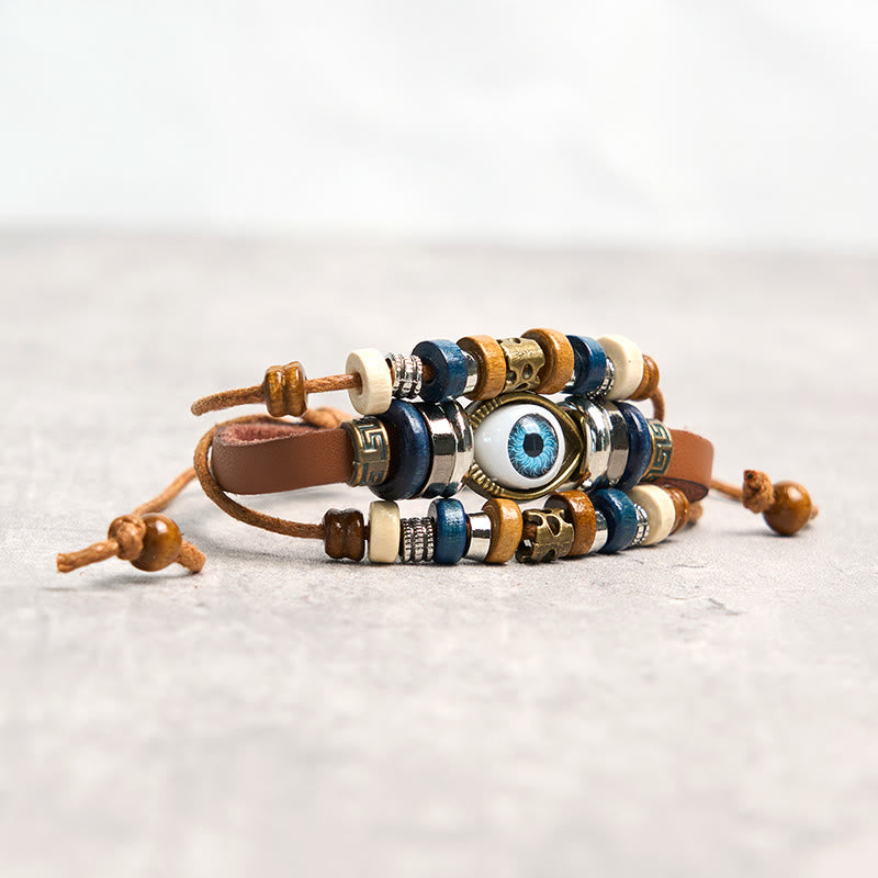 FREE Today: Protection and Blessing Evil Eye Leather Adjustable Bracelet
