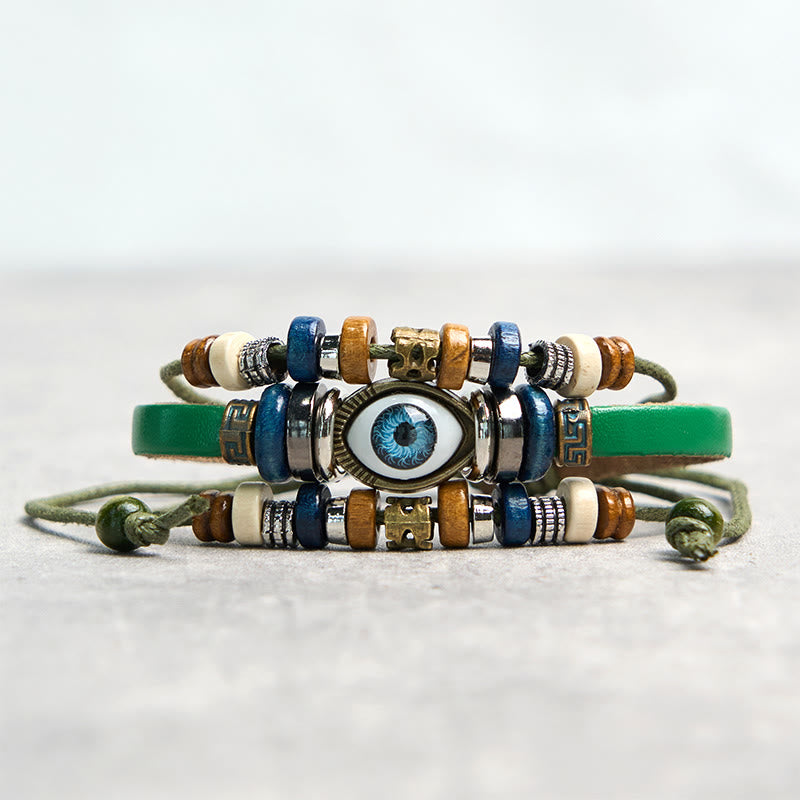 FREE Today: Protection and Blessing Evil Eye Leather Adjustable Bracelet