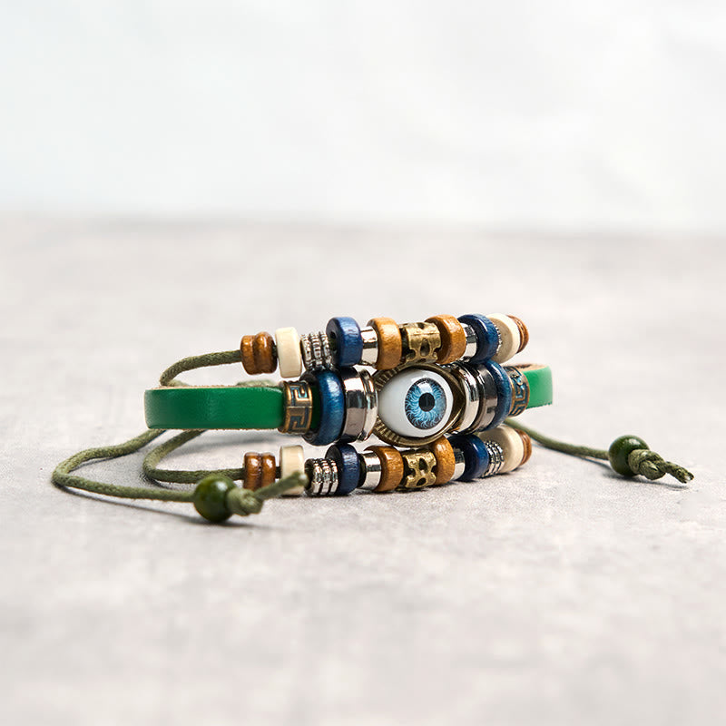 FREE Today: Protection and Blessing Evil Eye Leather Adjustable Bracelet