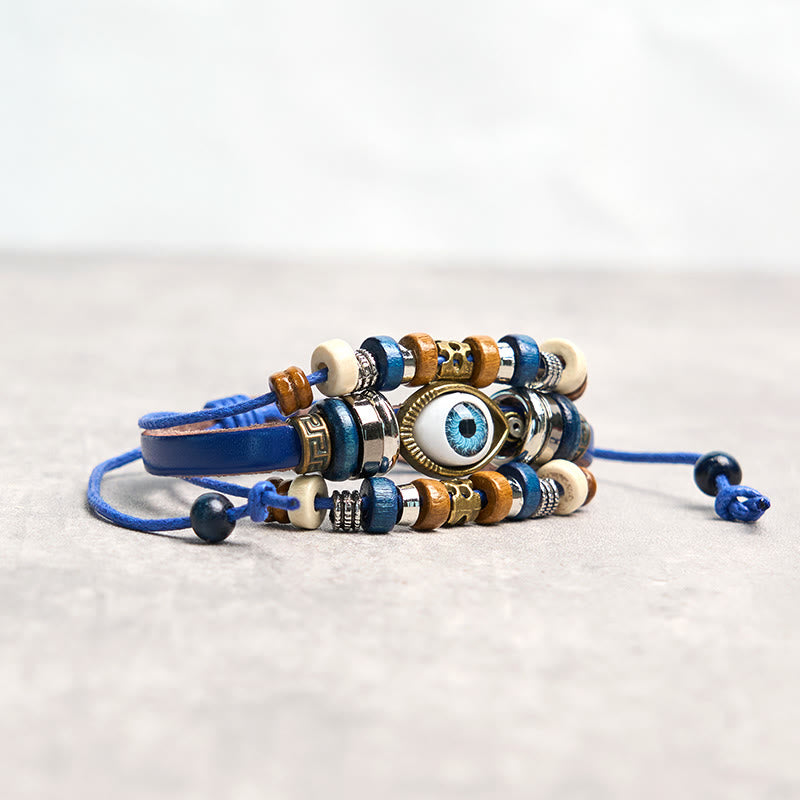 FREE Today: Protection and Blessing Evil Eye Leather Adjustable Bracelet