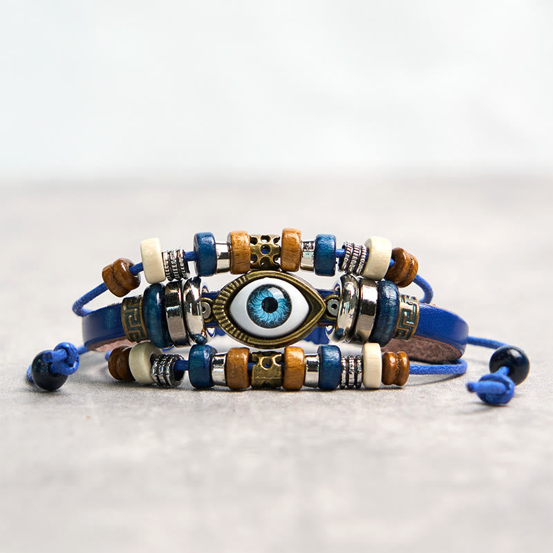 FREE Today: Protection and Blessing Evil Eye Leather Adjustable Bracelet