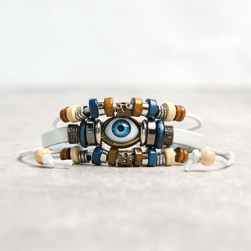 FREE Today: Protection and Blessing Evil Eye Leather Adjustable Bracelet