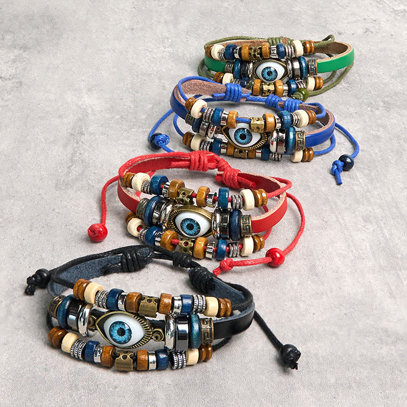 FREE Today: Protection and Blessing Evil Eye Leather Adjustable Bracelet