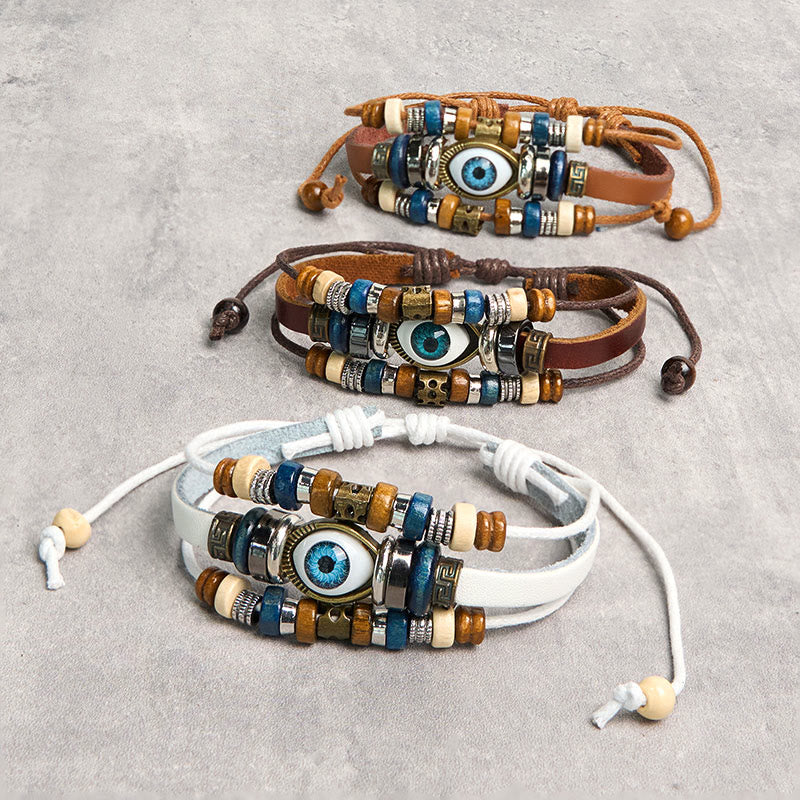 FREE Today: Protection and Blessing Evil Eye Leather Adjustable Bracelet