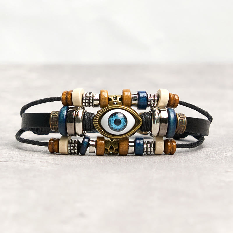 FREE Today: Protection and Blessing Evil Eye Leather Adjustable Bracelet