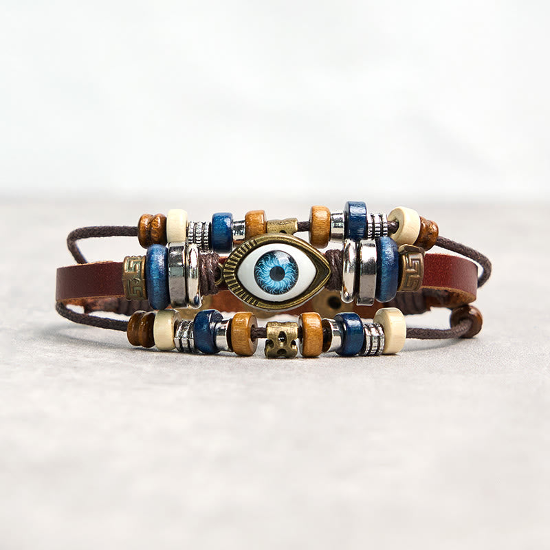 FREE Today: Protection and Blessing Evil Eye Leather Adjustable Bracelet