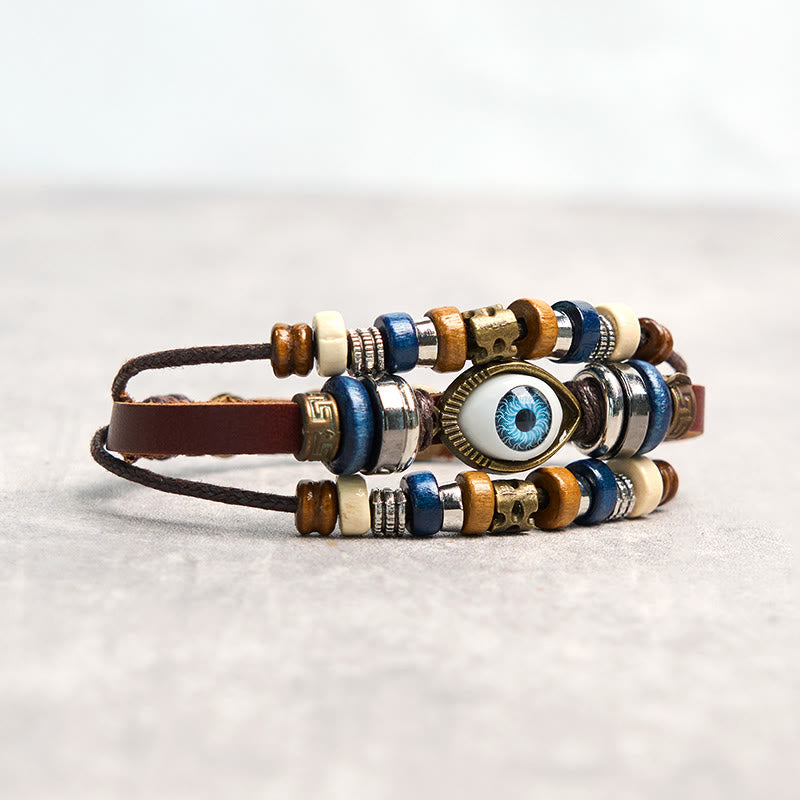 FREE Today: Protection and Blessing Evil Eye Leather Adjustable Bracelet