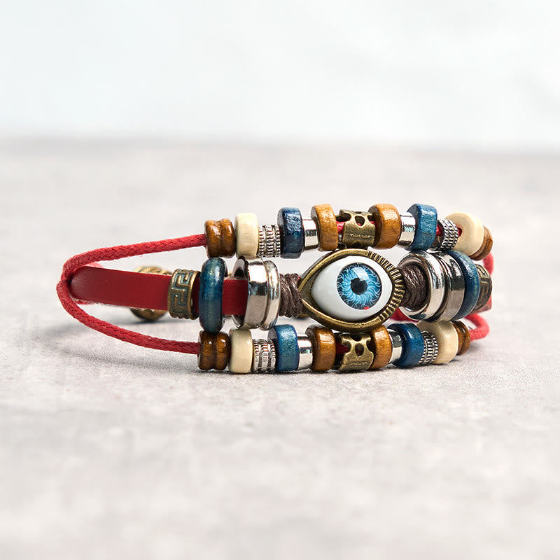 FREE Today: Protection and Blessing Evil Eye Leather Adjustable Bracelet