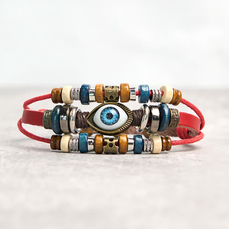 FREE Today: Protection and Blessing Evil Eye Leather Adjustable Bracelet