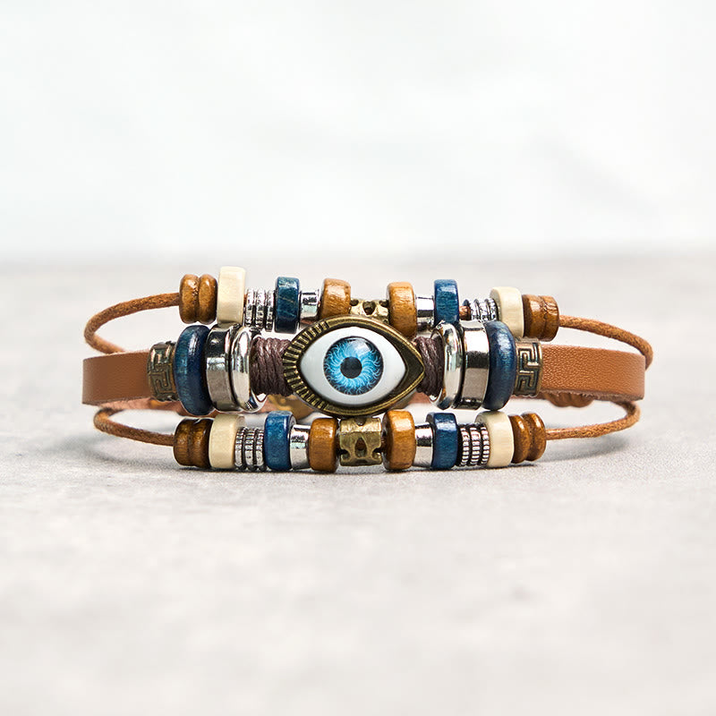 FREE Today: Protection and Blessing Evil Eye Leather Adjustable Bracelet