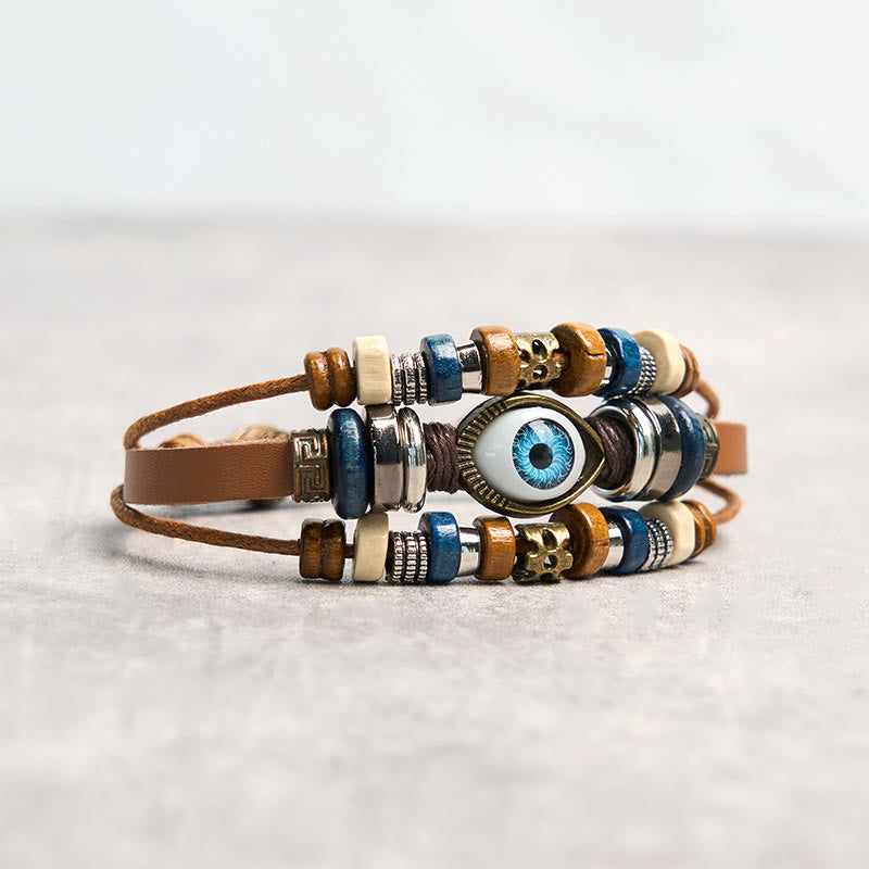 FREE Today: Protection and Blessing Evil Eye Leather Adjustable Bracelet