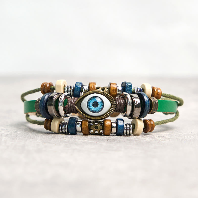 FREE Today: Protection and Blessing Evil Eye Leather Adjustable Bracelet