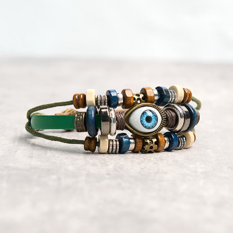 FREE Today: Protection and Blessing Evil Eye Leather Adjustable Bracelet