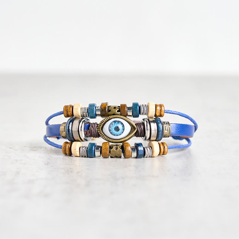 FREE Today: Protection and Blessing Evil Eye Leather Adjustable Bracelet
