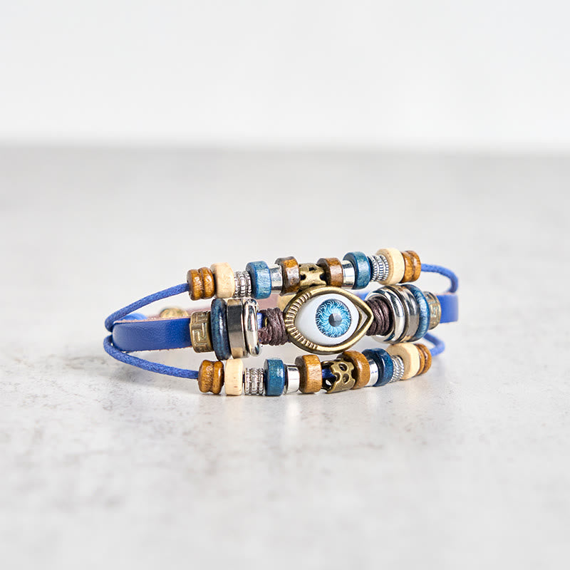 FREE Today: Protection and Blessing Evil Eye Leather Adjustable Bracelet