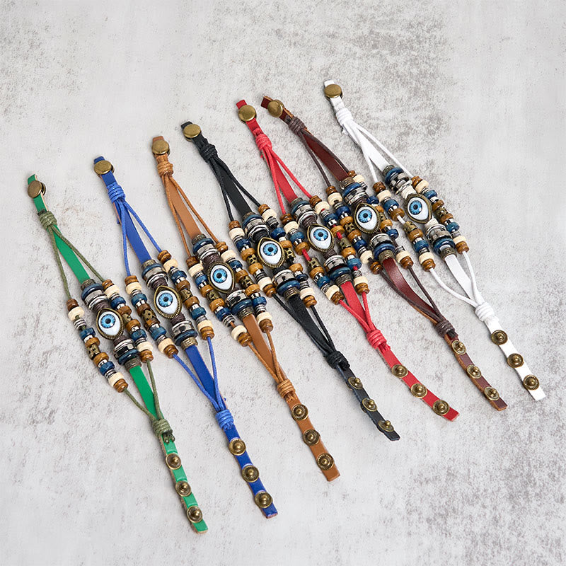 FREE Today: Protection and Blessing Evil Eye Leather Adjustable Bracelet