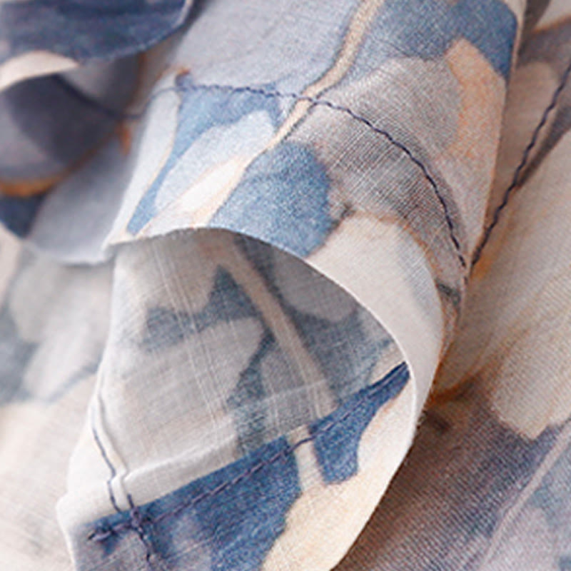 Buddha Stones White Flowers Crew Neck Cotton Half Sleeve Women's Shirt