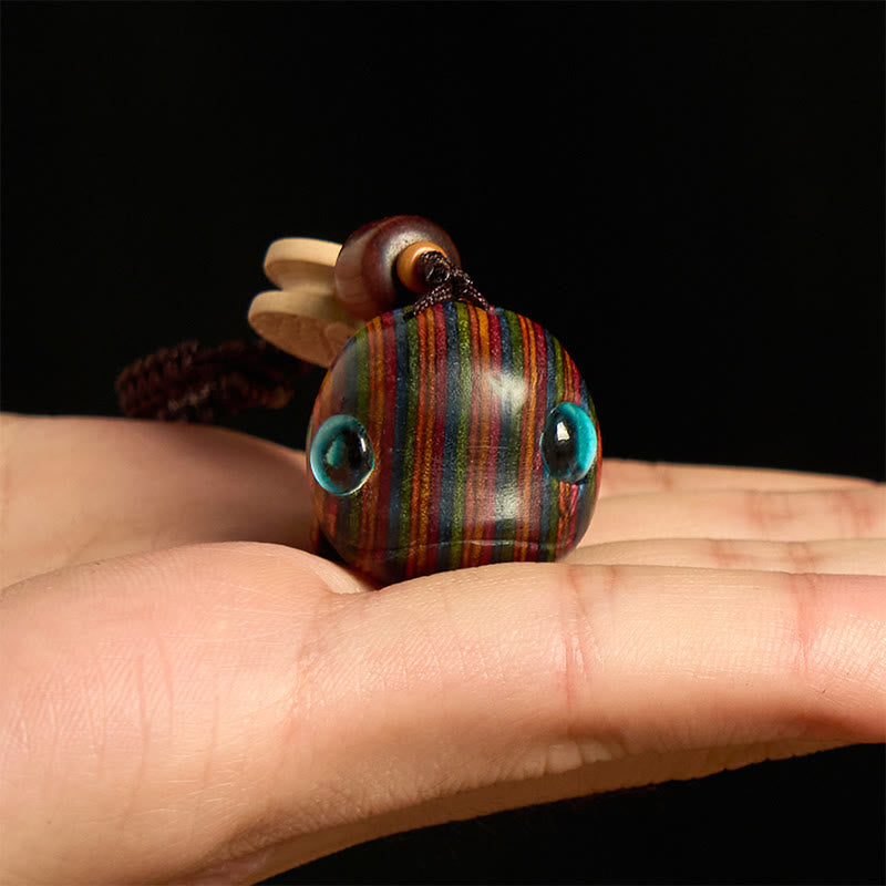 Buddha Stones Rainbow Eucalyptus Dolphin Carved Positive Key Chain Phone Hanging Decoration