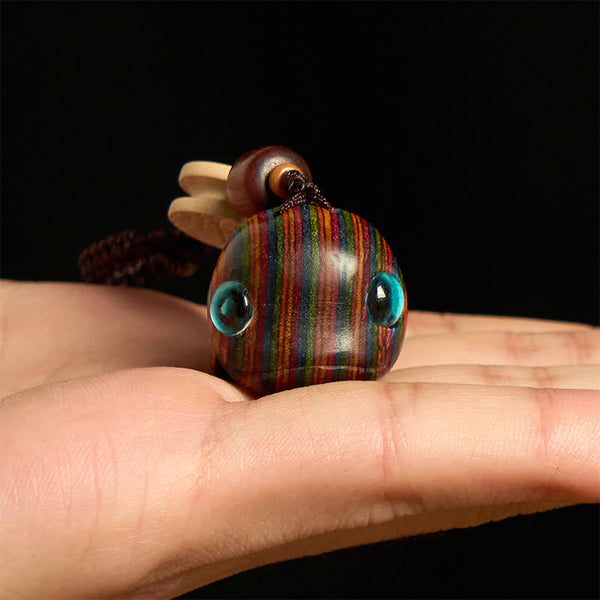 Buddha Stones Rainbow Eucalyptus Dolphin Carved Positive Key Chain Phone Hanging Decoration