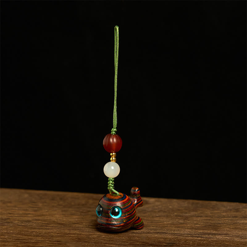 Buddha Stones Rainbow Eucalyptus Dolphin Carved Positive Key Chain Phone Hanging Decoration