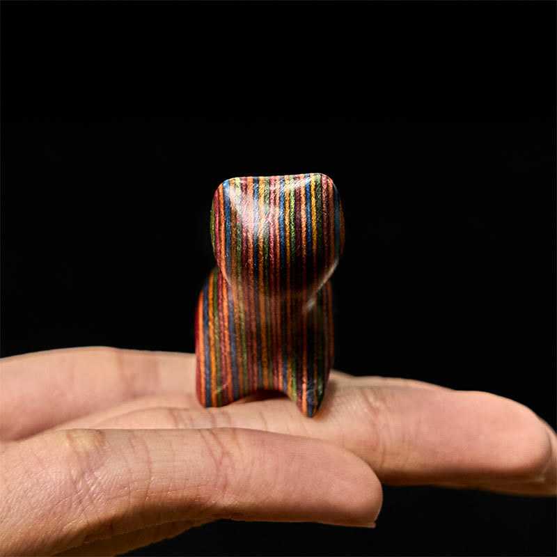 Buddha Stones Mini Rainbow Eucalyptus Walking Cat Carved Reduce Stress Decoration