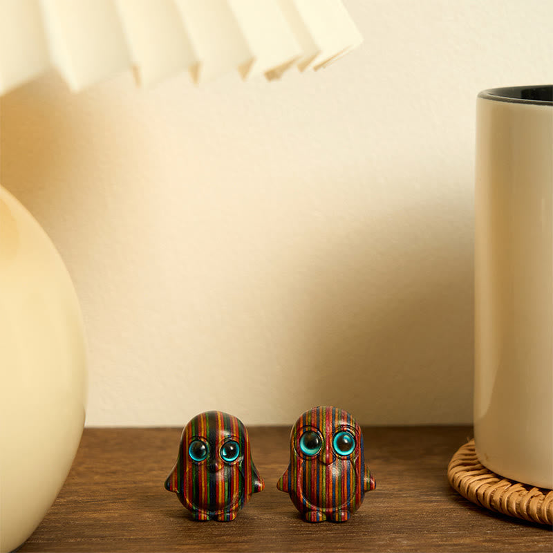 FREE Today: Positive and Creativity 2Pcs Mini Rainbow Eucalyptus Penguin Carved Decoration